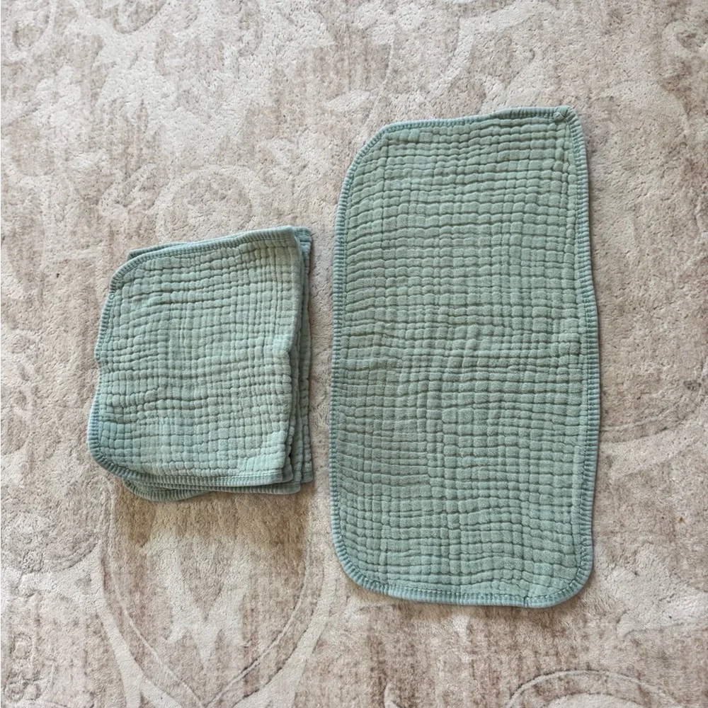 Set of 5 Muslin Cotton Burp Cloths - Eucalyptus Green